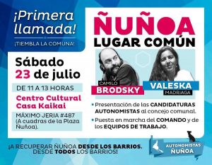 Valeska Madriaga y Camilo Brodsky son las cartas del Movimiento Autonomista para concejales en Ñuñoa