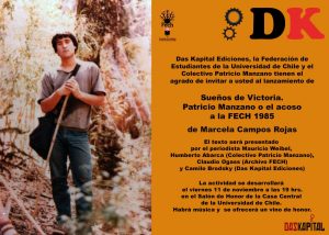 Lanzarán libro que indaga las causas de la muerte del estudiante de la U de Chile Patricio Manzano en 1985