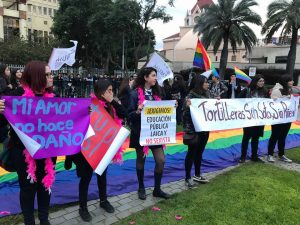 Organizaciones LGTBI realizaron "Besatón por la Visibilidad Lésbica" afuera del Congreso Nacional