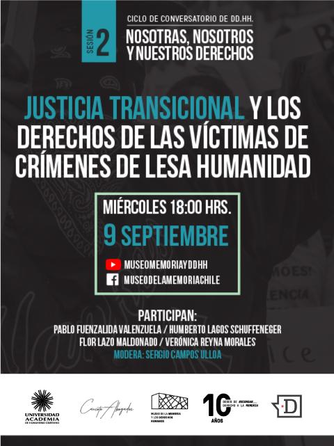 Segunda sesión de Ciclo de Conversatorios de DD.HH. abordará la Justicia Transicional y los derechos de las víctimas de crímenes de lesa humanidad