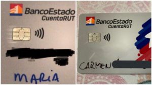 Ofician al BancoEstado por tarjetas CuentaRUT escritas con plumón