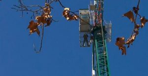 Trabajador se toma grúa pluma y protesta a 40 metros de altura por el no pago de su sueldo