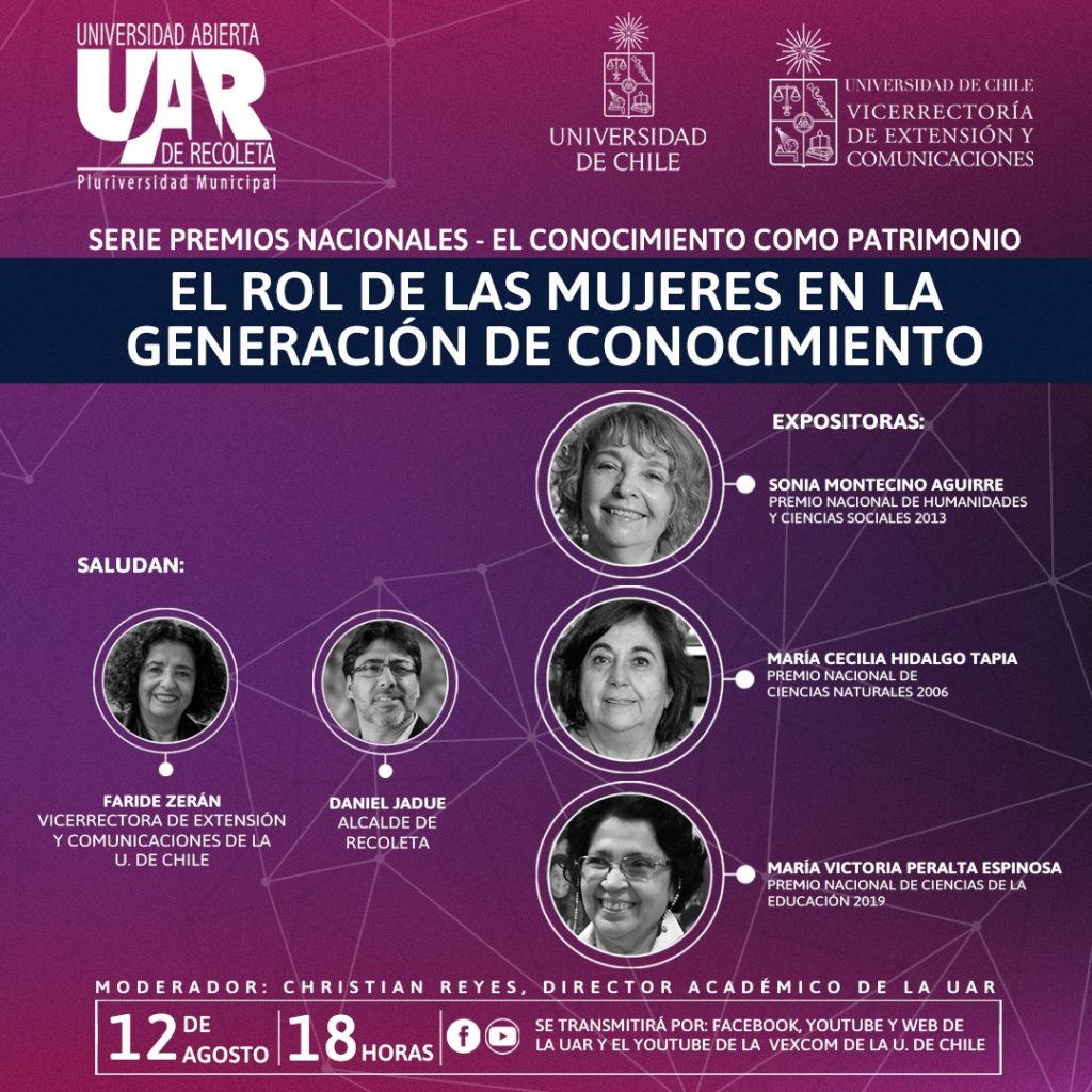 Vexcom de la U. de Chile y U. Abierta de Recoleta organizan foro “El rol de las mujeres en la generación de conocimiento”
