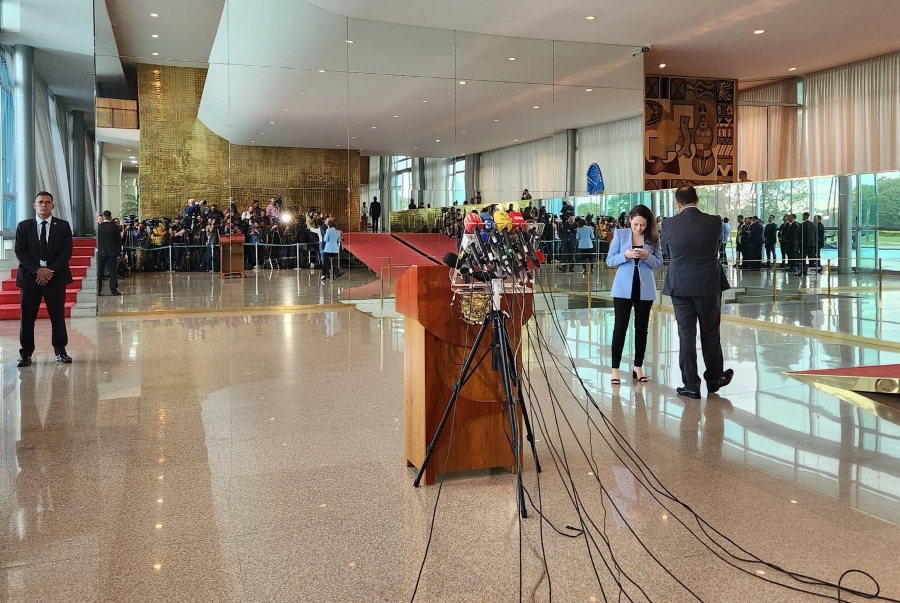 El salón donde habló Bolsonaro este martes, previo a su alocución- Foto: @choquei
