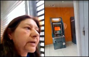 VIDEO| Insólito: Mujer se graba tras quedar dentro de sucursal de banco que cerró