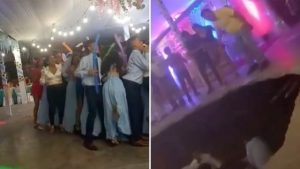 VIDEO| Pista cae en plena fiesta de graduación y asistentes terminan en el piso