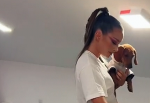 VIDEO| Denise Rosenthal recrea trend de TikTok junto a su perro "salchicha"