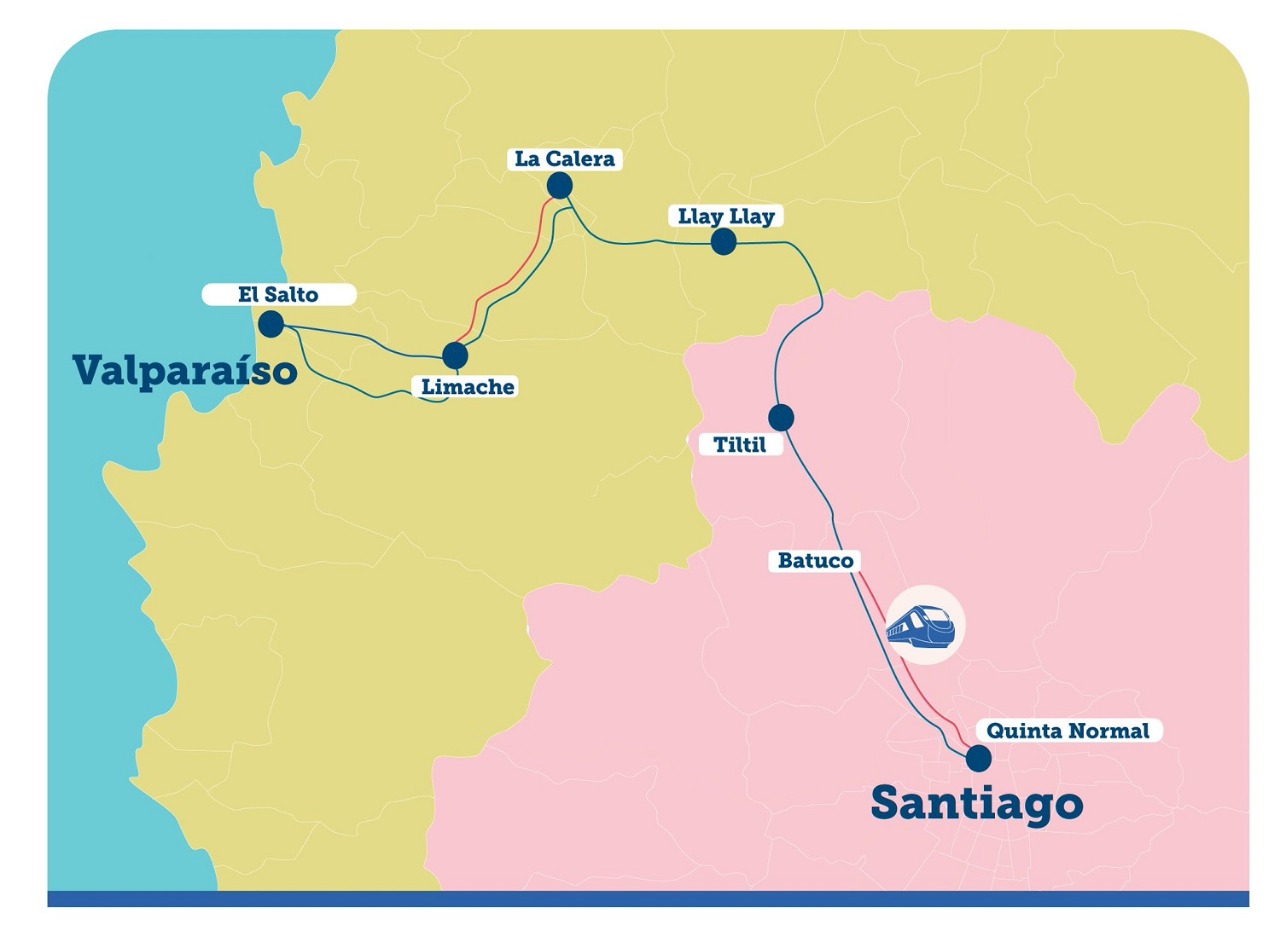 Trazado tren Santiago-Valparaíso