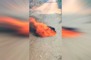 VIDEO| Incendio forestal de grandes proporciones en Quillón provoca hoyo de fuego en camino