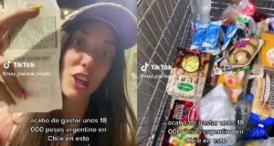 VIDEO| Tiktoker argentina se vuelve viral tras sorprenderse por precios de Chile: "Comida para 3 días, y nada rico"