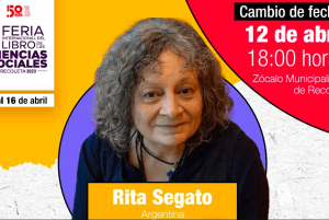 Rita Segato cambia fecha de ponencia y agenda una nueva actividad en la Feria del Libro de Recoleta