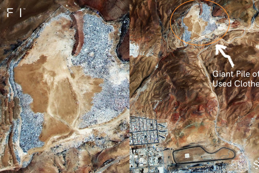 Imágenes muestran cómo se ve desde el espacio el vertedero de ropa usada en el desierto