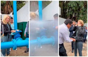 VIDEO| Alcaldesa de México abrió válvula de agua y todo falló: Terminó empapada