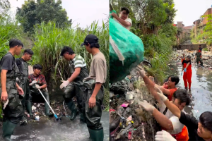 Jóvenes víctimas de inundación en Indonesia limpian ríos y se vuelven héroes del Tik Tok