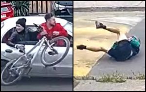 VIDEO| Delincuentes roban bicicleta en movimiento y ríen por golpe de víctima en pavimento