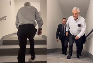 VIDEO| El nuevo desafío de Piñera: subir a su oficina del piso 18 de Las Condes a pie
