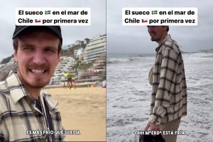 VIDEO| "Es más frío que Suecia": Extranjero sorprendido por las heladas aguas del mar chileno