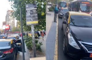 VIDEO| Denuncian a taxis que se estacionan en fila en Costanera Center: "Hay que perseguir la micro"