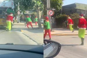 VIDEO| Recolectores de basura se visten del Grinch y duendes navideños en Puente Alto