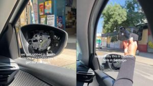VIDEO| Extranjeros visitan Santiago y les roban espejos de auto arrendado: “Parece que es común”