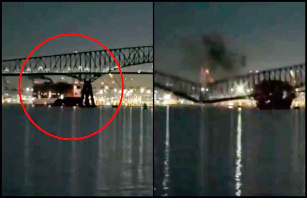 VIDEO| ¡Impresionante! Buque carguero choca y destruye el conocido Puente de Baltimore