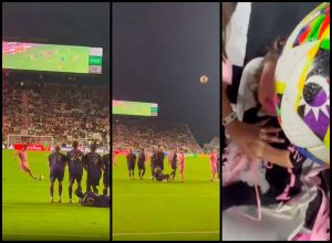 VIDEO| Tiro libre de Lionel Messi le pega a una pequeña niña: Indignante reacción de hincha