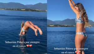 VIDEO| Tiktoker "homenajea" a Piñera con piquero en Lago Ranco y es duramente criticada