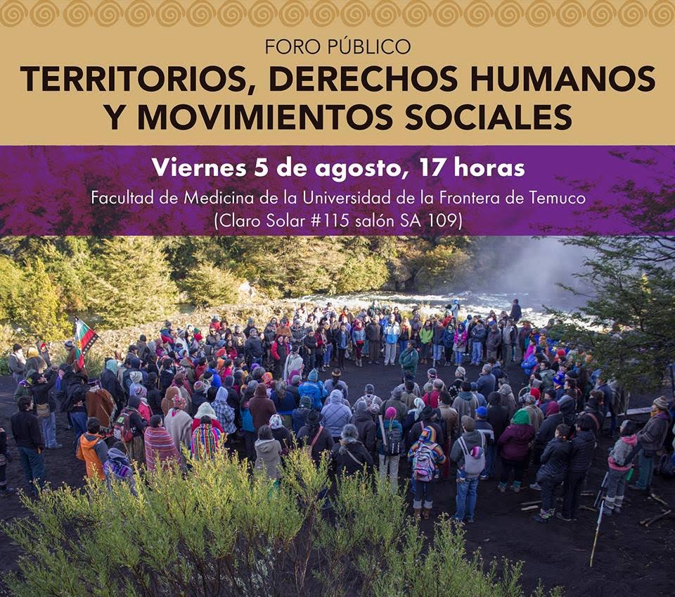 Foro de movimientos sociales sobre derechos humanos y territorios se realizará en Temuco el 5 de agosto
