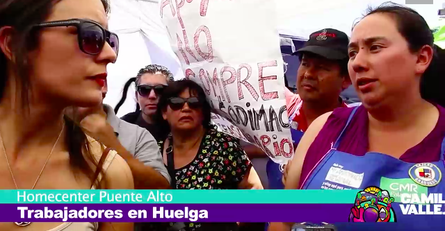 VIDEO| La visita de Camila Vallejo a los trabajadores en huelga de Homecenter para entregarles su apoyo