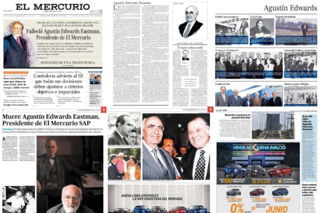 Omisión total en La Segunda: Así cubrieron los medios de El Mercurio la muerte de Agustín Edwards