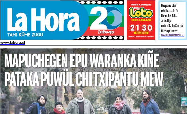 La Hora tituló sus noticias en mapudungun en homenaje a la celebración del We Tripantu