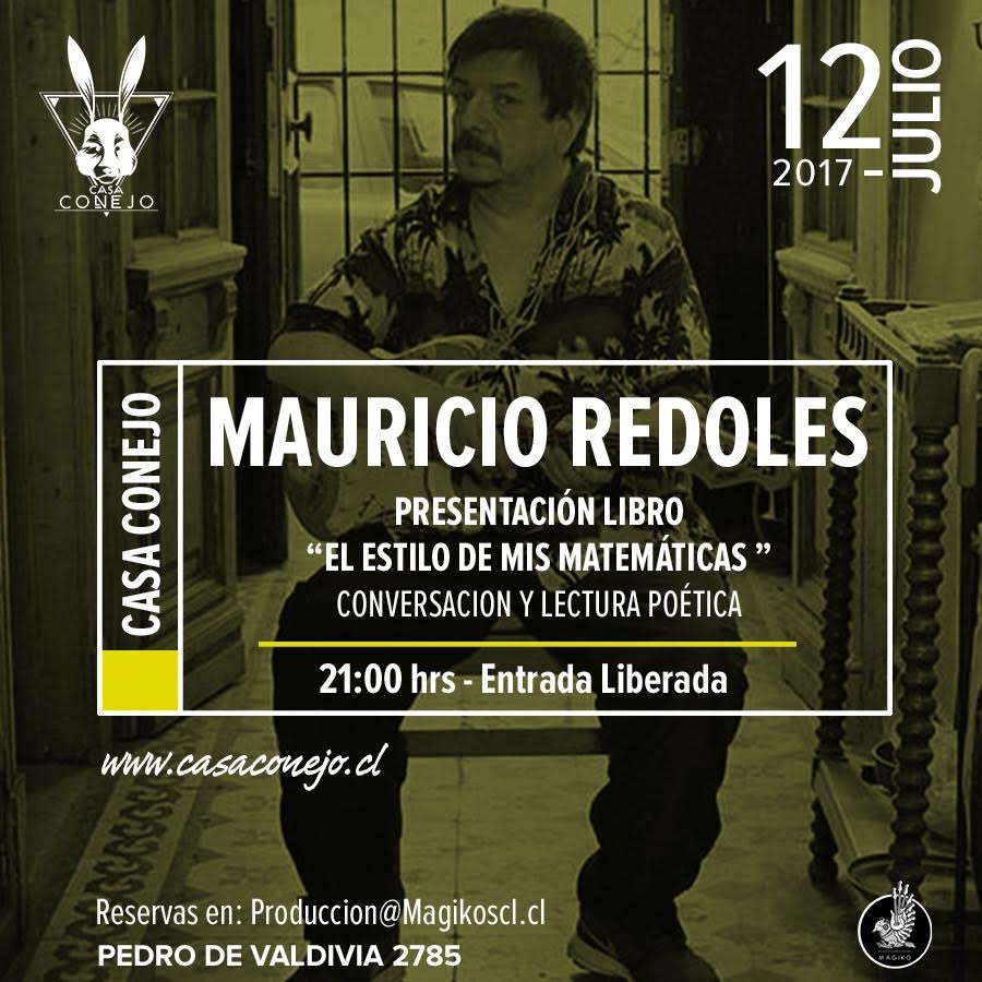 Mauricio Redolés presentará su nuevo libro «El estilo de mis matemáticas» en Casa Conejo