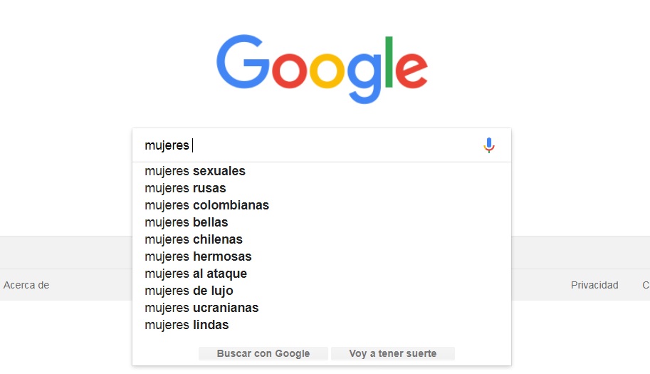 “Bellas”, “sexuales” y “fáciles”: Algunos de los conceptos que sugiere Google al buscar la palabra “mujeres”