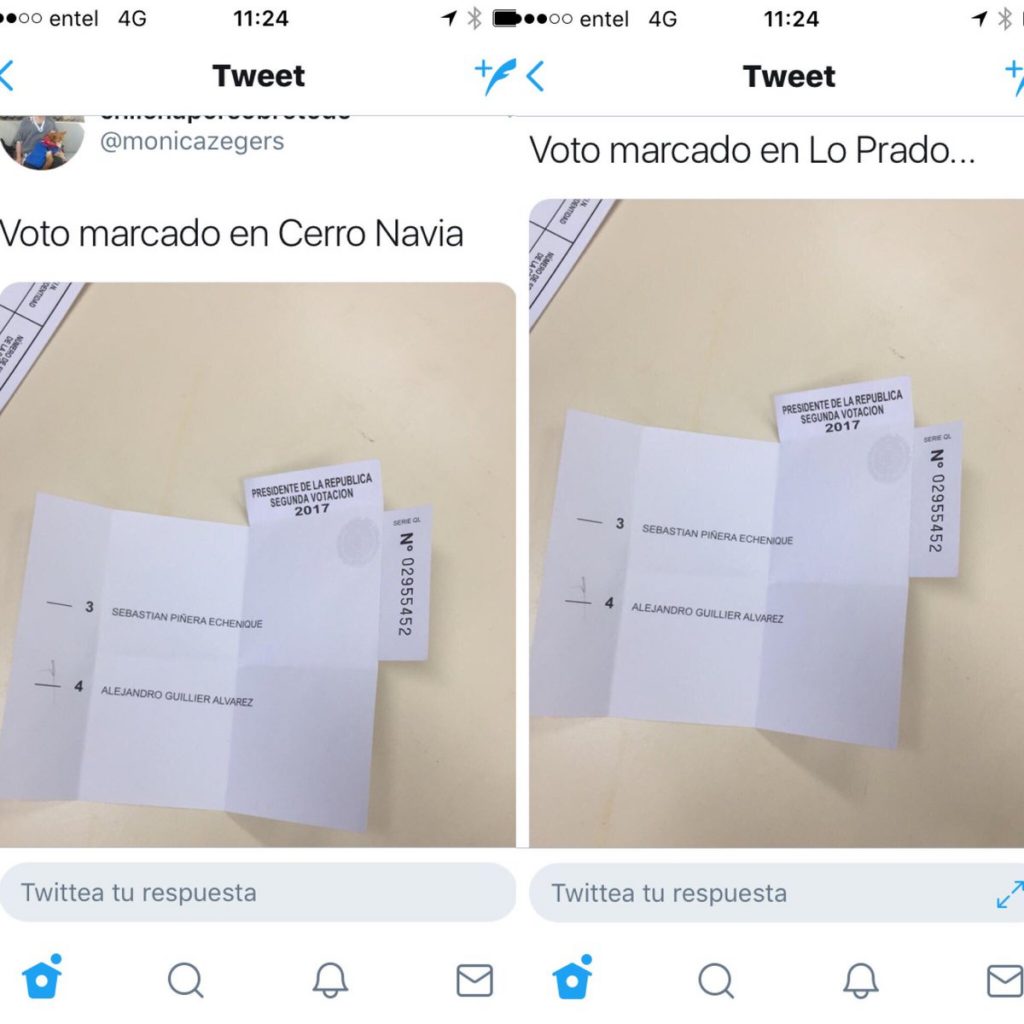 Utilizan el mismo voto «marcado» para denunciar irregularidades en distintas comunas del país