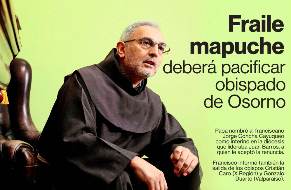«Fraile mapuche deberá pacificar Osorno»: El titular racista de La Segunda sobre cambios del papa Francisco