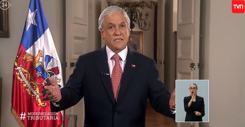 Piñera anuncia Reforma Tributaria con régimen especial para Pymes e integración del sistema