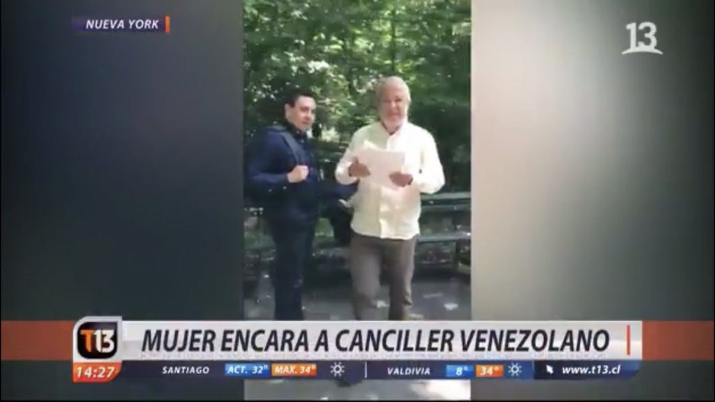 REDES| «Pero si ahora están en invierno»: Critican a Canal 13 por mostrar video de funa contra embajador venezolano en New York de hace 2 años como actual