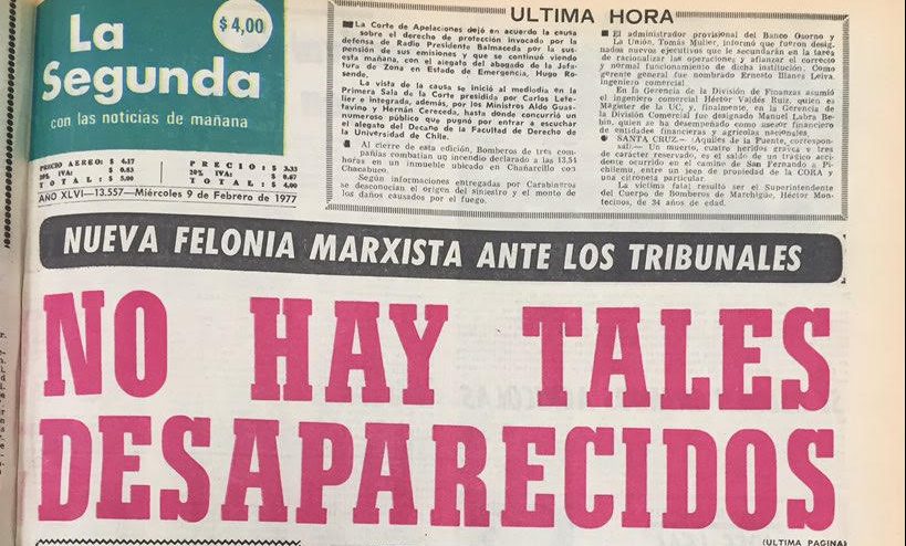 «No hay tales desaparecidos»: 42 años de la infame portada de La Segunda que negaba las violaciones a los DDHH
