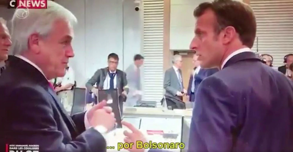 VIDEO| Captan a Macron conversando con Piñera sobre Bolsonaro: «Esa no es la actitud de un presidente»