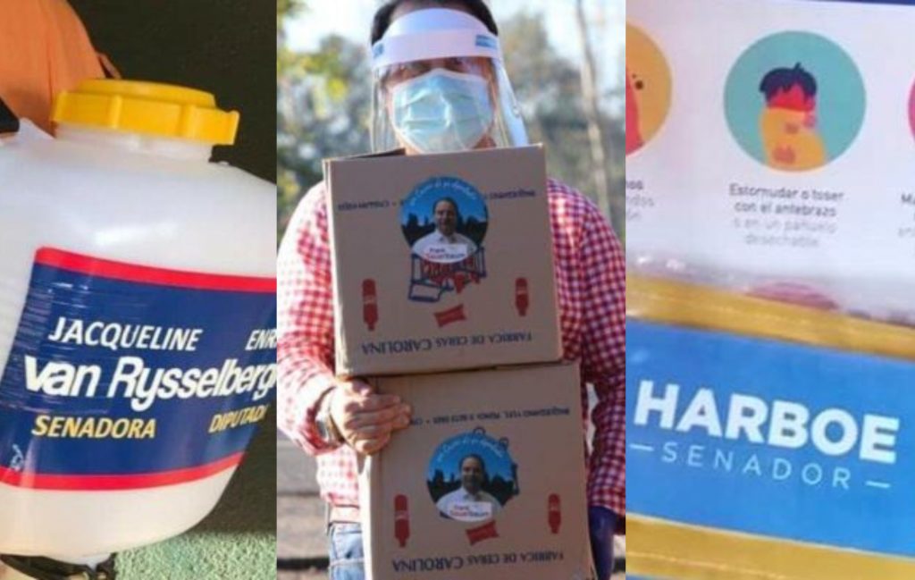 Políticos UDI, RN y PPD aprovechan la pandemia para entregar regalos con sus nombres