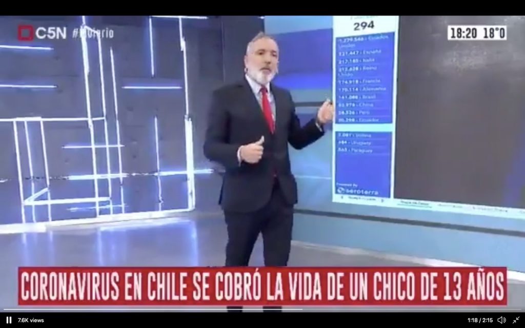 Canal argentino se burla del tratamiento de la pandemia en nuestro país: «Chile es un desastre»