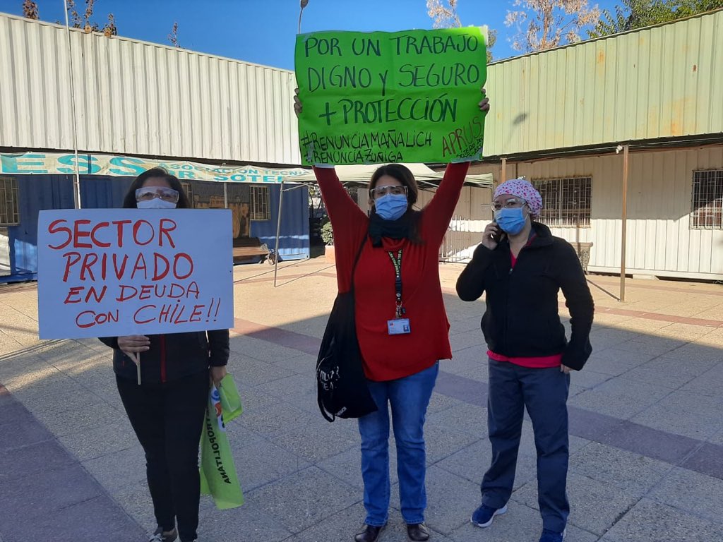 VIDEO| Trabajadores de la Salud funan visita de Piñera en inauguración de Hospital Modular
